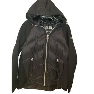 Women's Michael Kors Coat Size Lg Puffy Nylon Hoodie 2nd sleeve w thumb holes